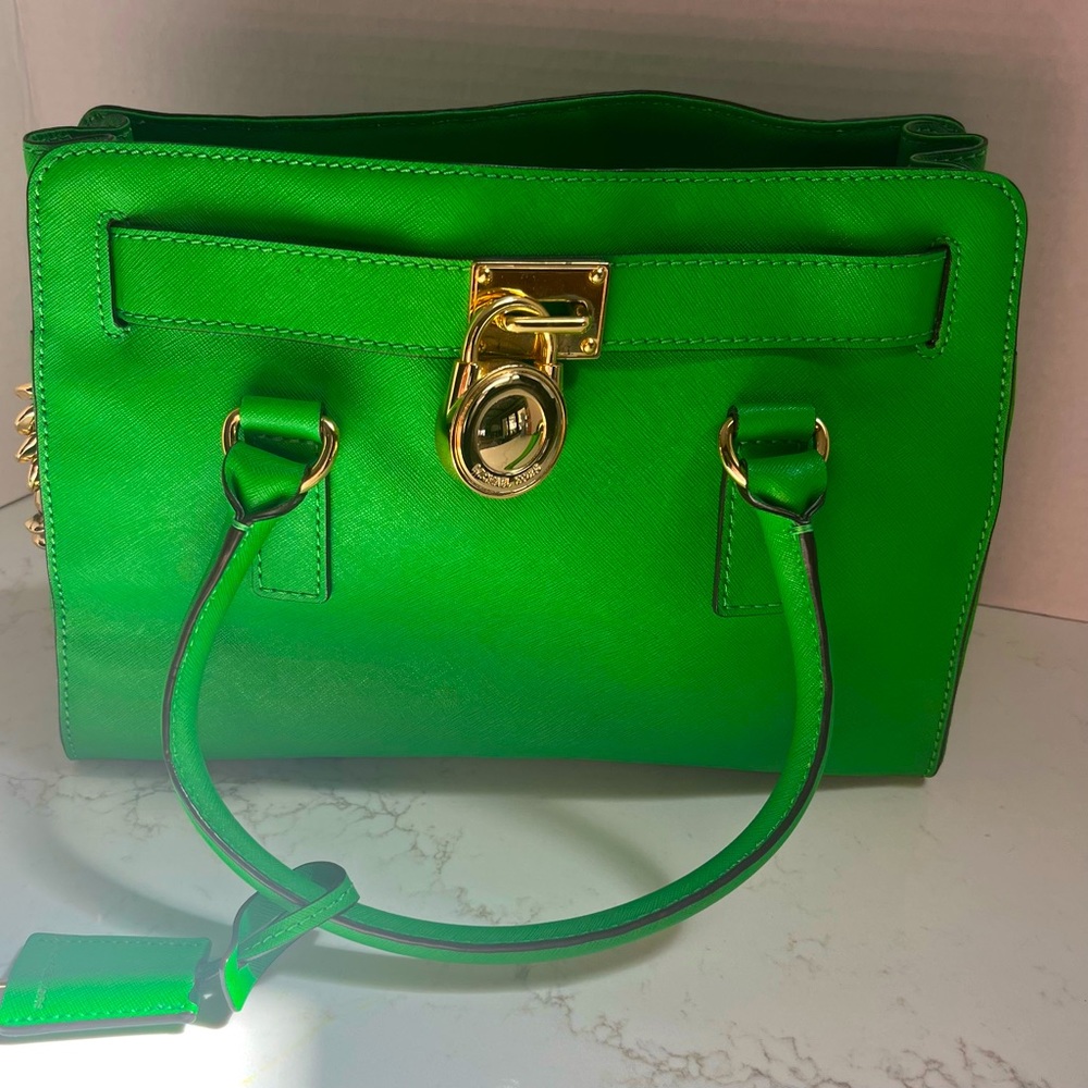 Michael Kors Hamilton Palm Green Bag With Dust Bag